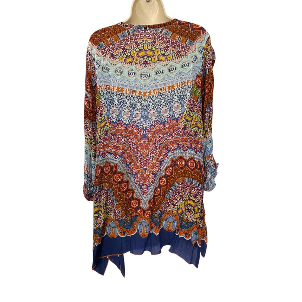 Soft Surroundings Size L Colorful Bohemian Tunic with Roll Tab Sleeves - Picture 4 of 6